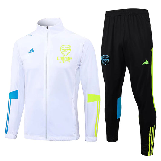 Arsenal Long Sleeve Zipped Tracksuit White/Black 2023-24