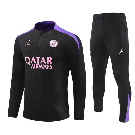 PSG Paris Saint German Long Sleeve Tracksuit Black/Purple 2024-25