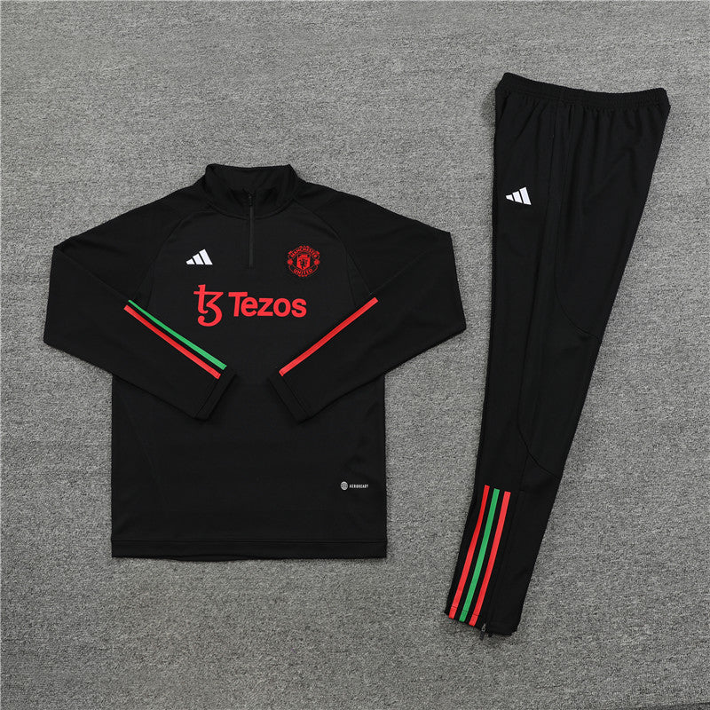 Manchester United Long Sleeve Tracksuit Black/Red 2023-24