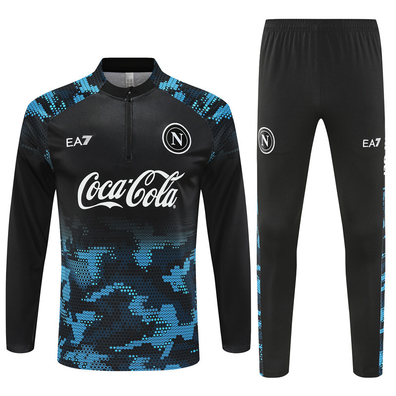 Napoli Long Sleeve Zipped Tracksuit Black/Cyan 2024-25