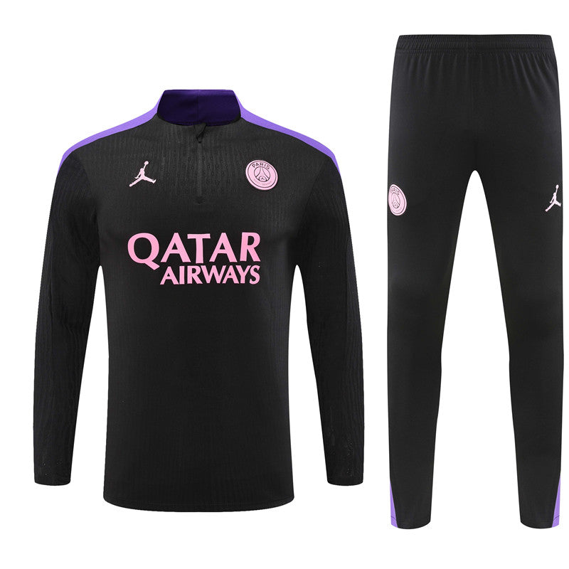 PSG Paris Saint German Long Sleeve Tracksuit Black/Purple 2024-25