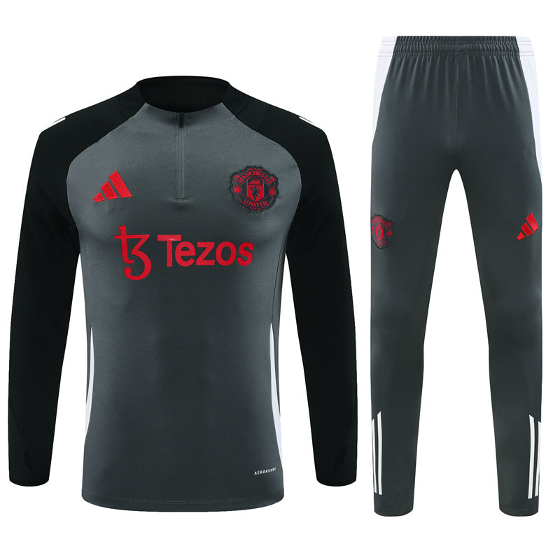 Manchester United Long Sleeve Tracksuit Black/Red/Grey 2024-25