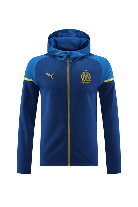 Marseille Long Sleeve Hooded Zipped Tracksuit Blud/Gold 2023-24