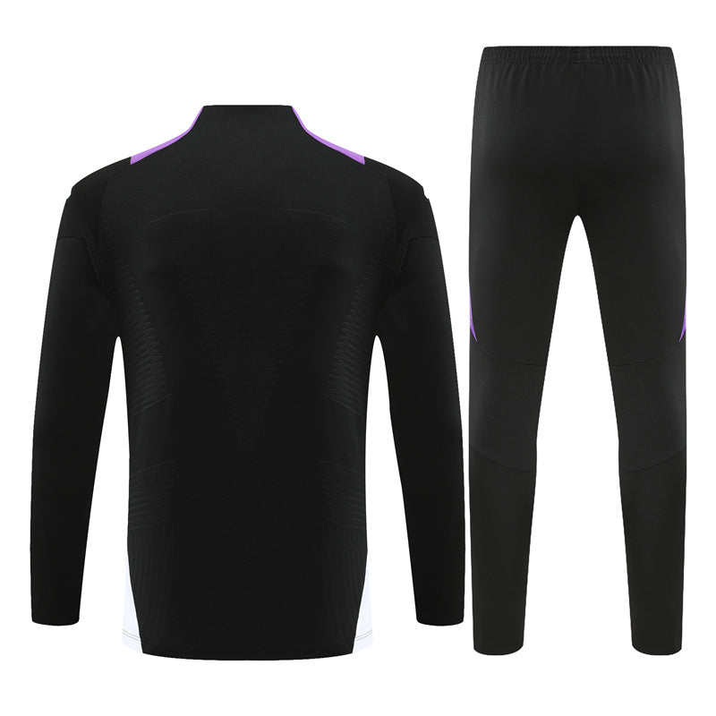 Real Madrid Long Sleeve Zipped Tracksuit Black/Purple 2024-25