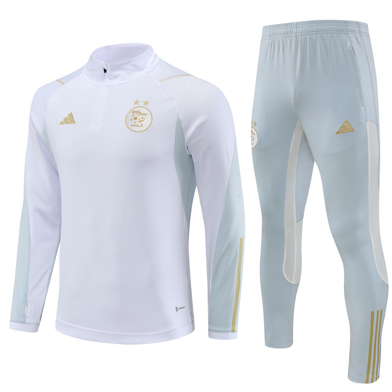 Algeria Long Sleeve Zipped Tracksuit White/Gold 2023-24