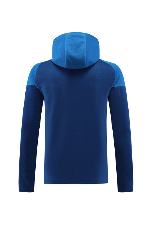 Marseille Long Sleeve Hooded Zipped Tracksuit Blud/Gold 2023-24