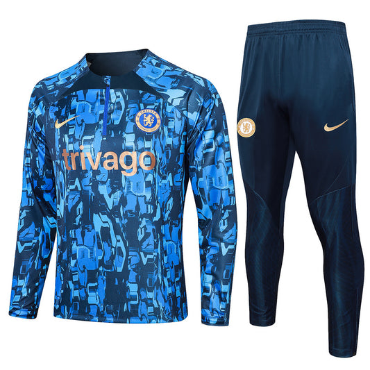 Chelsea Long Sleeve Tracksuit Blue/Navy 2023-24