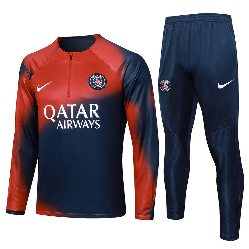 PSG Paris Saint German Long Sleeve Tracksuit Red/Blue 2023-24