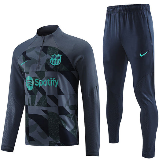 Barcelona Long Sleeve Tracksuit Light Grey 2023-24