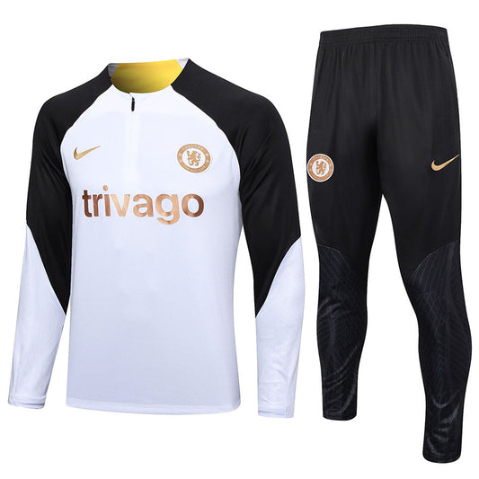 Chelsea Long Sleeve Tracksuit White/Black 2023-24