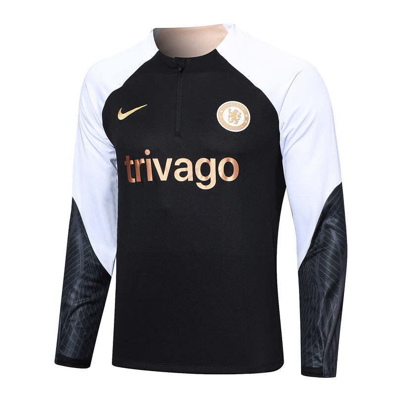 Chelsea Long Sleeve Tracksuit Black/White 2023-24