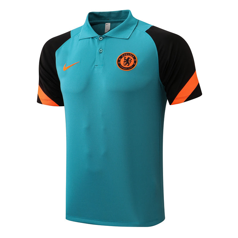Chelsea Short Sleeve Tracksuit Teal/Black/Orange 2022-23