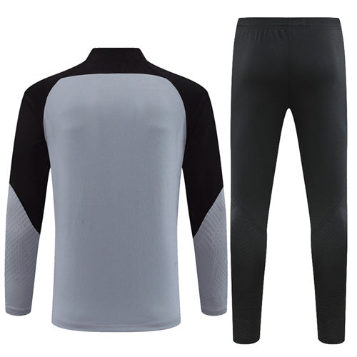 Barcelona Long Sleeve Zipped Tracksuit Grey/Black 2022-23