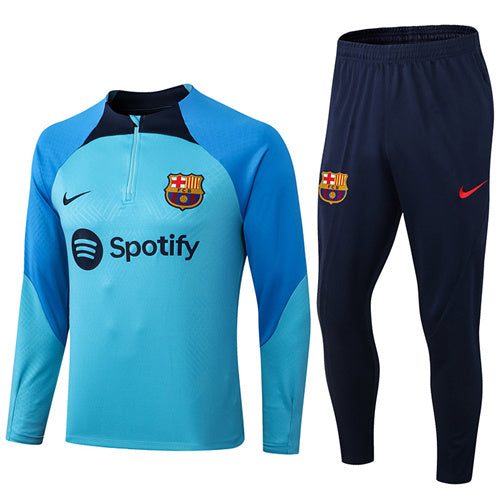 Barcelona Long Sleeve Tracksuit Light Blue/Navy 2022-23