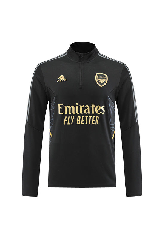 Arsenal Long Sleeve Tracksuit Black/Gold 2022-23