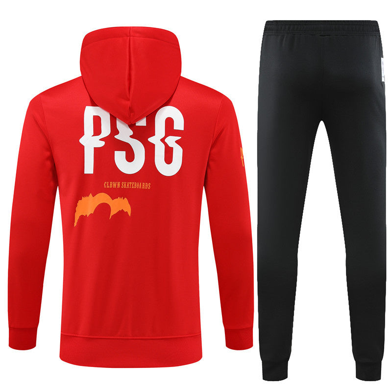 PSG Paris Saint German Hooded Tracksuit Red/Black 2022-23