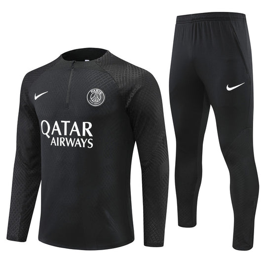 PSG Paris Saint German Long Sleeve Tracksuit Black/Black 2022-23