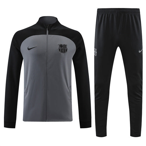Barcelona Long Sleeve Zipped Tracksuit Grey/Black 2022-23