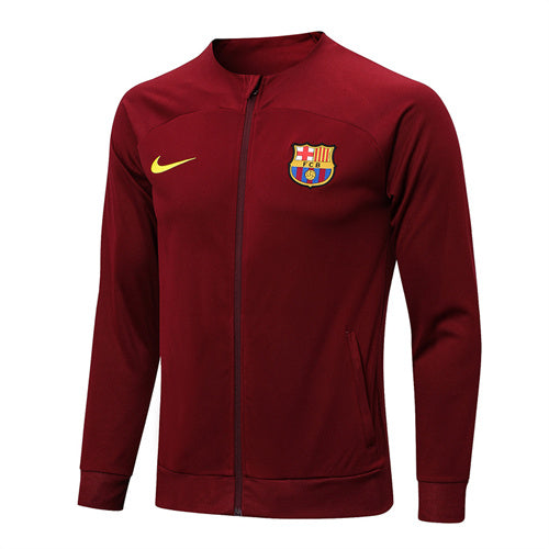 Barcelona Long Sleeve Zipped Tracksuit Wine/Blue 2022-23