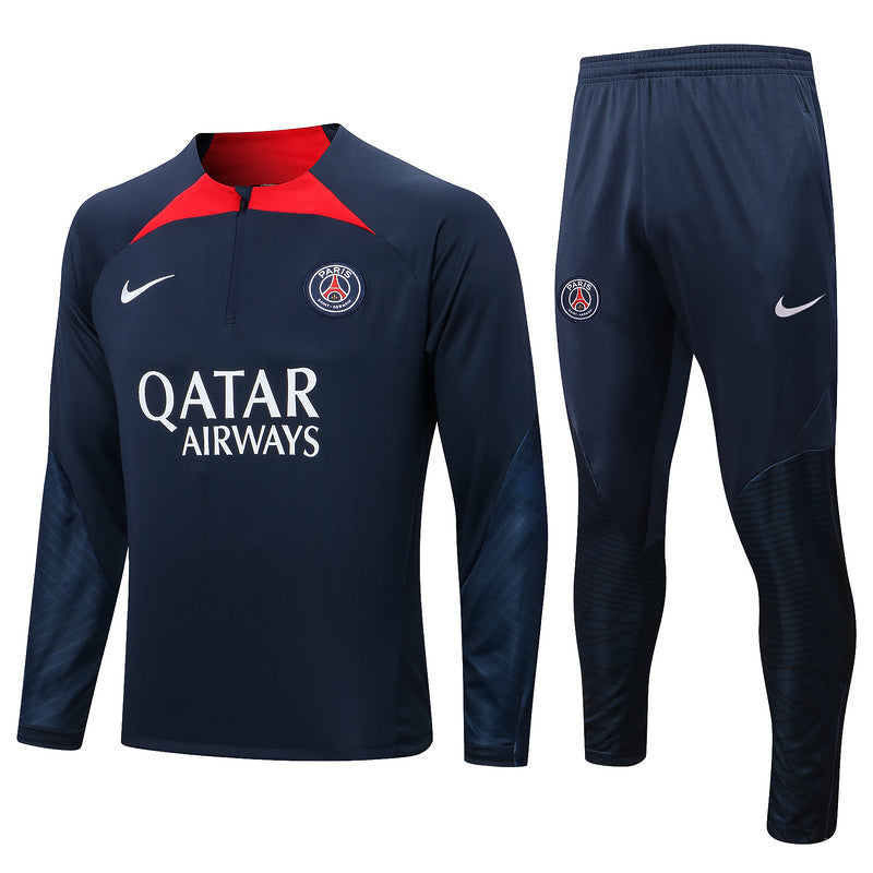 PSG Paris Saint German Long Sleeve Tracksuit Navy/White/Red 2022-23