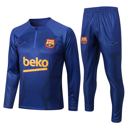 Barcelona Long Sleeve Zipped Tracksuit Navy/Orange 2022-23