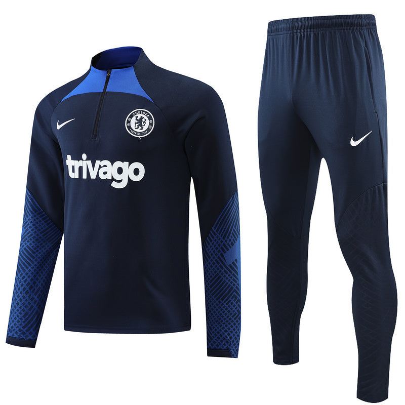 Chelsea Long Sleeve Tracksuit Navy/Blue 2022-23