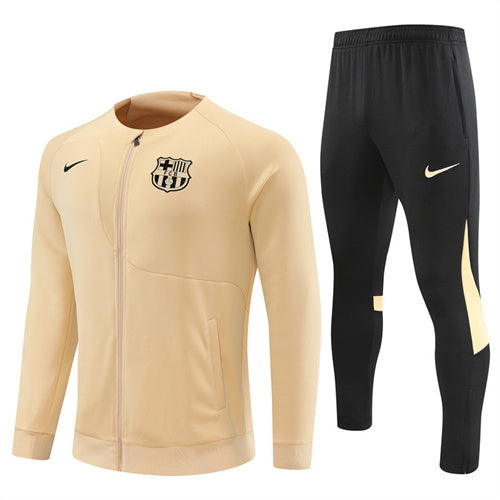 Barcelona Long Sleeve Zipped Tracksuit Gold/Black 2022-23