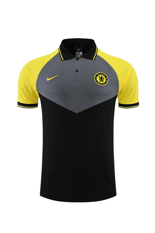 Chelsea Short Sleeve Tracksuit Black/Yellow/Grey 2022-23