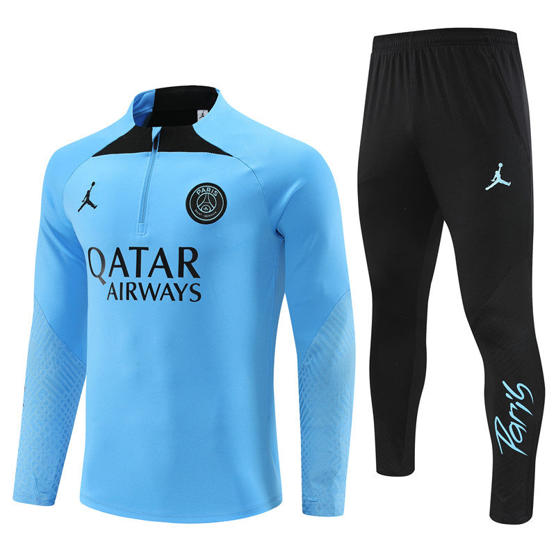 PSG Paris Saint German Long Sleeve Tracksuit Light Blue/Black 2022-23