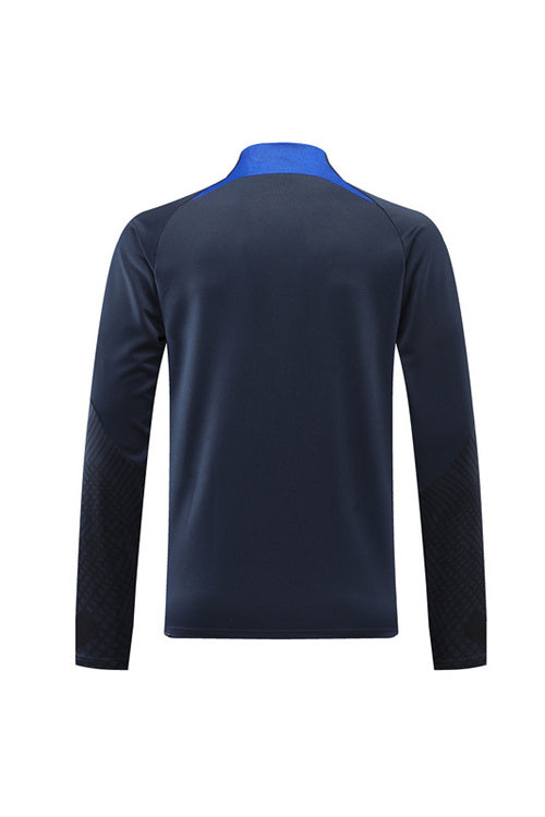 Barcelona Long Sleeve Tracksuit Navy/Blue 2022-23