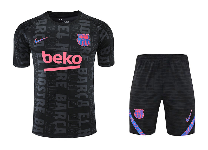 Barcelona Short Sleeve Set Black/Pink 2022-23