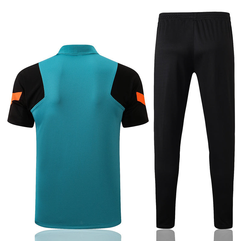 Chelsea Short Sleeve Tracksuit Teal/Black/Orange 2022-23
