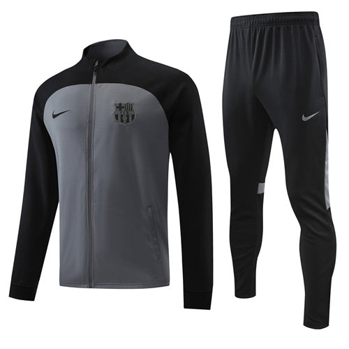Barcelona Long Sleeve Zipped Tracksuit Grey/Black 2022-23