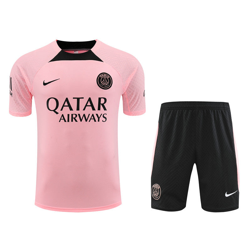 PSG Paris Saint German Short Sleeve Training Set Pink/Black 2022-23
