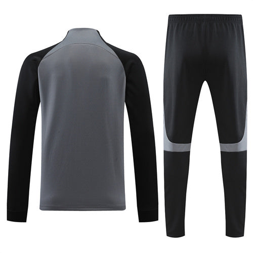 Barcelona Long Sleeve Zipped Tracksuit Grey/Black 2022-23