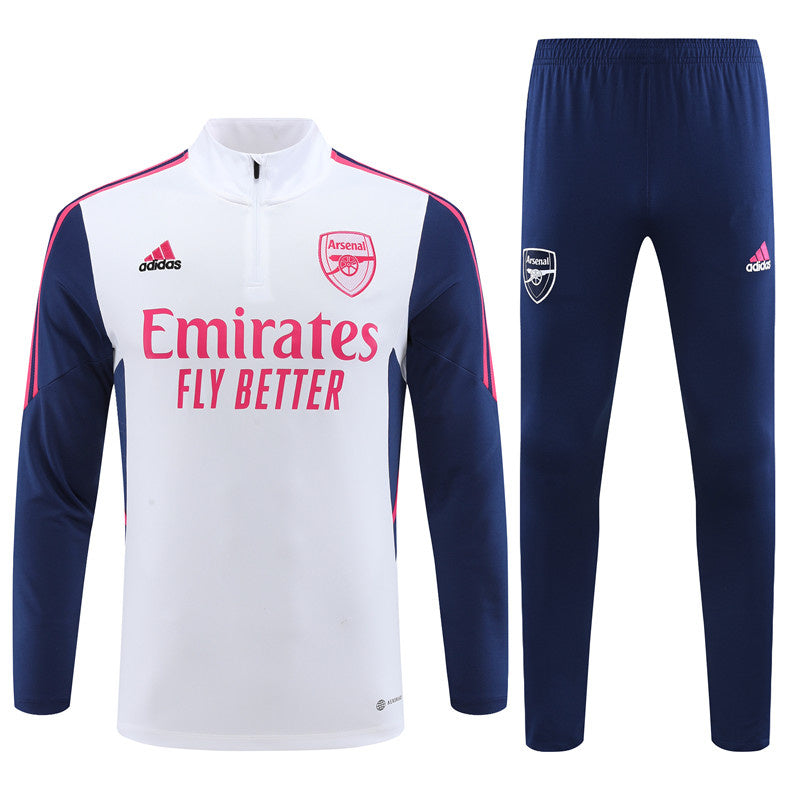 Arsenal Long Sleeve Tracksuit White/Navy/Pink 2022-23