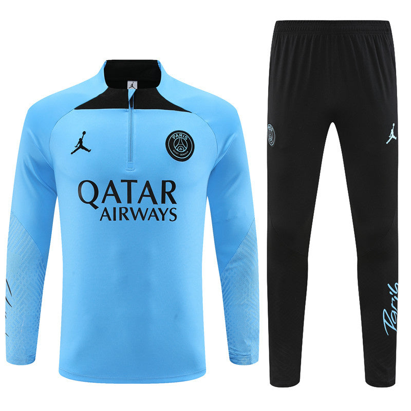 PSG Paris Saint German Long Sleeve Tracksuit Light Blue/Black 2022-23