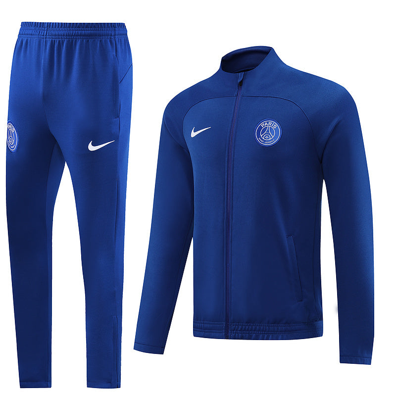 PSG Paris Saint German Long Sleeve Zipped Tracksuit Blue/Blue 2022-23