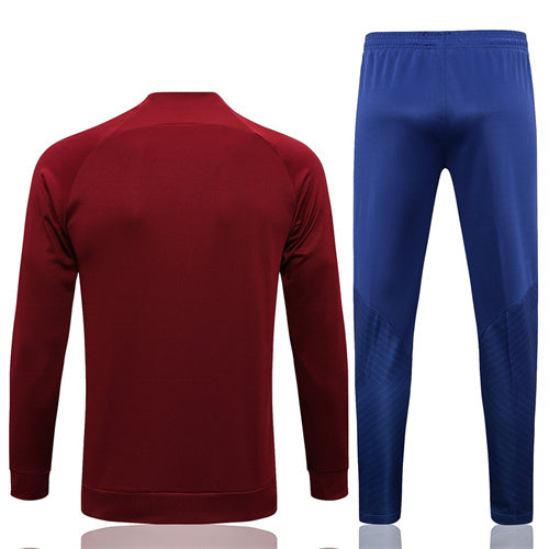 Barcelona Long Sleeve Zipped Tracksuit Wine/Blue 2022-23