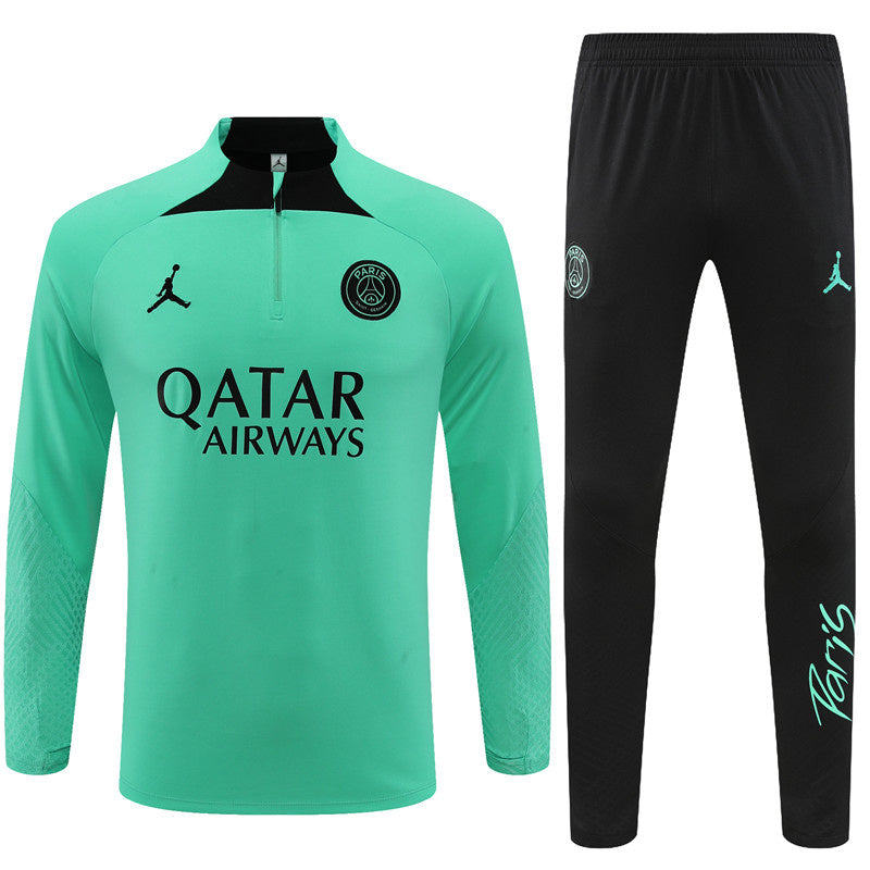 PSG Paris Saint German Long Sleeve Tracksuit Teal/Black 2022-23