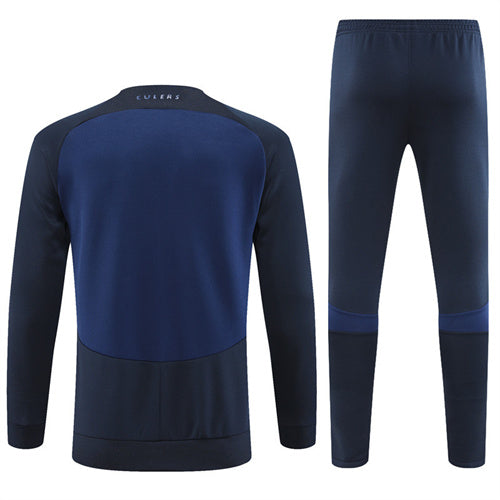 Barcelona Long Sleeve Zipped Tracksuit Navy (Coloured Logo) 2022-23