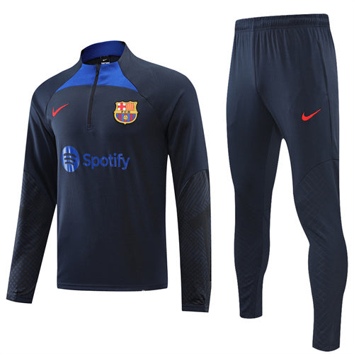 Barcelona Long Sleeve Tracksuit Navy/Blue 2022-23