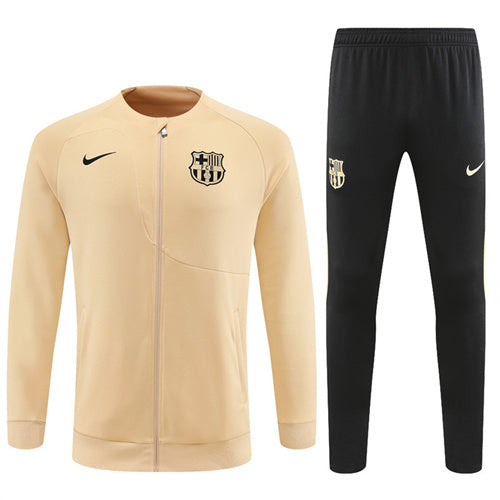 Barcelona Long Sleeve Zipped Tracksuit Gold/Black 2022-23