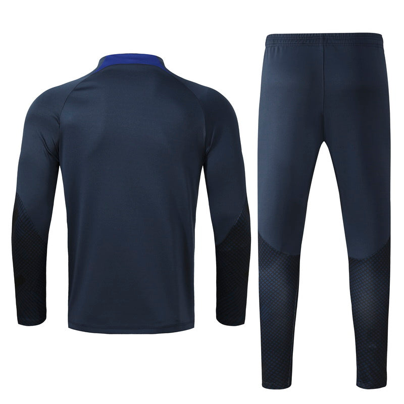 Chelsea Long Sleeve Zipped Tracksuit Black/Blue 2022-23