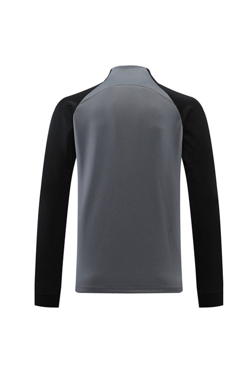 Barcelona Long Sleeve Zipped Tracksuit Grey/Black 2022-23