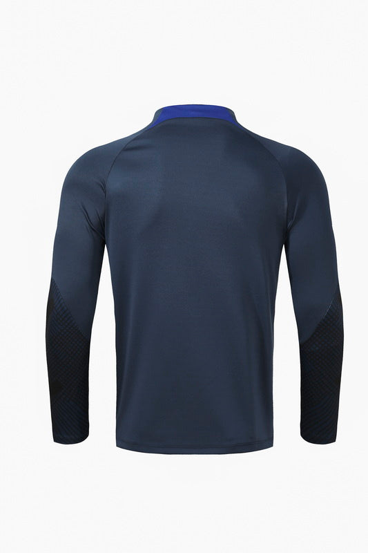 Chelsea Long Sleeve Zipped Tracksuit Black/Blue 2022-23