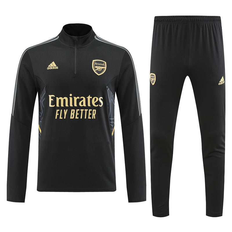Arsenal Long Sleeve Tracksuit Black/Gold 2022-23