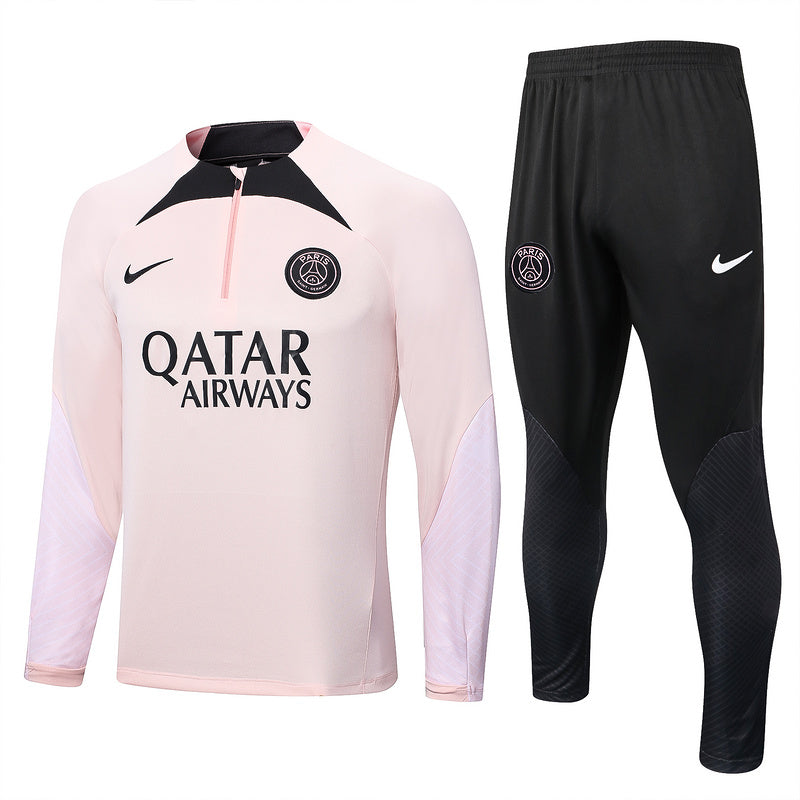 PSG Paris Saint German Long Sleeve Tracksuit Pink/Black 2022-23