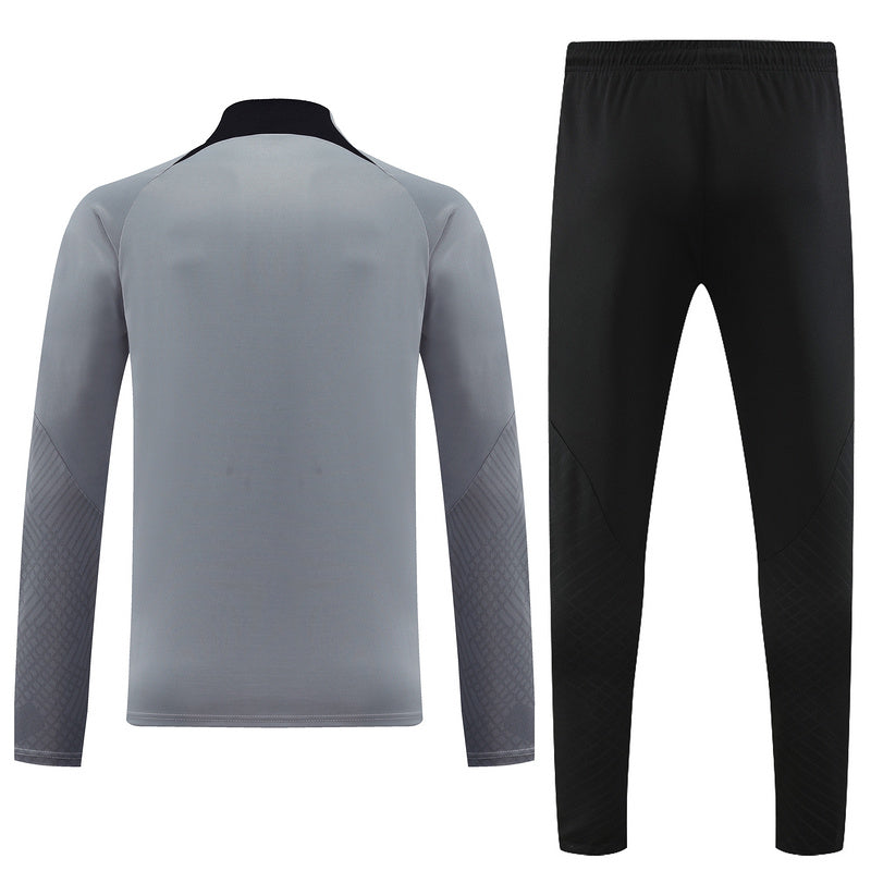 PSG Paris Saint German Long Sleeve Tracksuit Grey/Black 2022-23